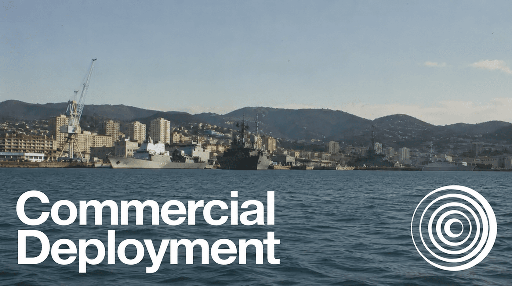 Naval harbour artwork captioned Commercial Deployment
